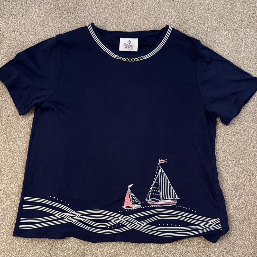 Silverts, Adaptive Clothing, Women’s Nautical, Sailboat Top. SZ:L